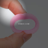 Detail View 2 of A Pair of Ultra Thin Flexible Silicone Ear Skin Double Flared Tunnel Plug-Pink