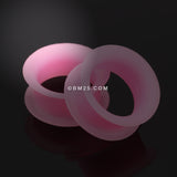 Detail View 1 of A Pair of Ultra Thin Flexible Silicone Ear Skin Double Flared Tunnel Plug-Pink
