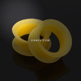Detail View 1 of A Pair of Ultra Thin Flexible Silicone Ear Skin Double Flared Tunnel Plug-Yellow