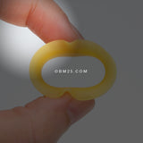 Detail View 2 of A Pair of Ultra Thin Flexible Silicone Ear Skin Double Flared Tunnel Plug-Yellow