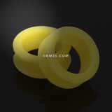 Detail View 1 of A Pair of Flexible Silicone Double Flared Ear Gauge Tunnel Plug-Yellow