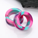 Detail View 1 of A Pair of Cosmic Flair Camo Flexible Silicone Double Flared Tunnel Plug