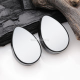 Detail View 1 of A Pair of Hematite Stone Teardrop Double Flared Ear Gauge Plug