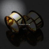 Detail View 2 of A Pair of Gold Plated Single Flared Ear Gauge Tunnel Plug-Gold