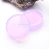 Detail View 4 of A Pair of Lavender Translucent Glass Double Flared Ear Gauge Plug