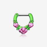 Colorline Rose Garden Icon Septum Clicker-Green/Pink