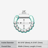 Detail View 1 of Colorline Glistening Multi-Gem Septum Clicker-Teal/Clear