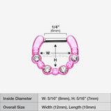 Detail View 1 of Colorline Elan Multi-Gem Septum Clicker-Pink/Clear
