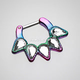 Colorline Quinary Spear Septum Clicker-Rainbow/Clear