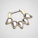 Golden Quinary Spear Septum Clicker-Clear
