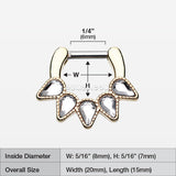 Golden Quinary Spear Septum Clicker-Clear