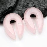 Detail View 1 of A Pair of Rose Quartz Stone Keyhole Ear Weight Gauge Hanger