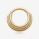 Pure24K Implant Grade Titanium Triple Stacked Seamless Clicker Hoop Ring