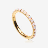Pure24K Implant Grade Titanium Brilliant Sparkle Opal Lined Seamless Clicker Hoop Ring