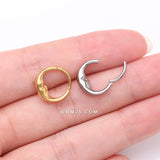 Detail View 3 of Pure24K Implant Grade Titanium Vintage Crescent Moon Face Clicker Hoop Ring