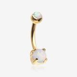 Golden Pristine Fire Opal Sparkles Internally Threaded Curved Barbell