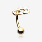 Golden Mini Safety Pin Decor Curved Barbell