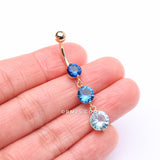 Detail View 3 of Golden Ombre Sparkle Chandelier Belly Button Ring-Blue