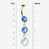 Detail View 1 of Golden Ombre Sparkle Chandelier Belly Button Ring-Blue