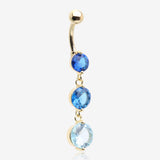 Golden Ombre Sparkle Chandelier Belly Button Ring-Blue