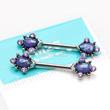 Detail View 2 of A Pair of Vintage Thorn Filigree Opal Sparkle Nipple Barbell-Purple/Purple Opal
