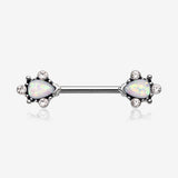 A Pair of Vintage Thorn Filigree Opal Sparkle Nipple Barbell