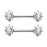 A Pair of Grand Luria Floral Sparkle Nipple Barbell