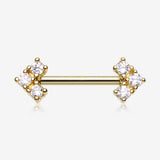 A Pair of Golden Geometric Arrow Sparkles Nipple Barbell