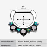 Detail View 1 of Fire Opal Multi Gem Sparkle Deuce Septum Clicker-Black
