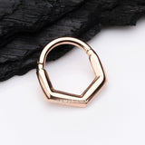 Detail View 1 of Rose Gold Majestic Hexa Steel Seamless Clicker Hoop Ring