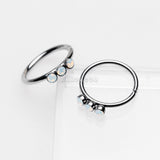Detail View 2 of Triple Opalite Sparkle Bendable Twist Hoop Ring-White