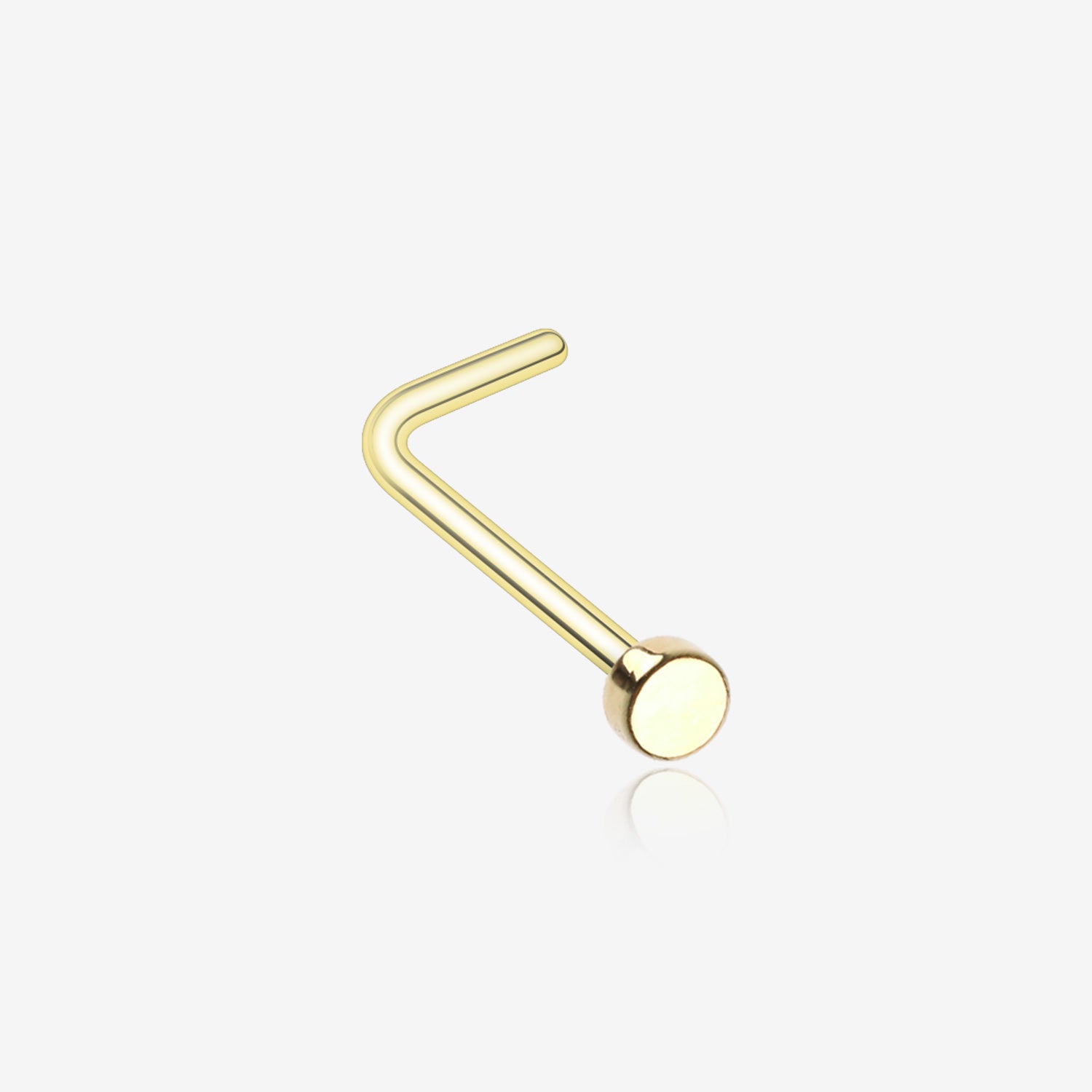 Basic Nose Ring Golden Round Plate Basic Steel L-Shaped Nose Ring - BM25.com