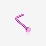 Colorline Round Plate Basic Steel L-Shaped Nose Ring-Purple