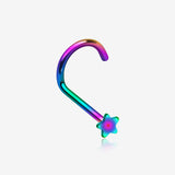 Colorline Star Nose Screw Ring-Rainbow