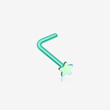Colorline Steel Star L-Shaped Nose Ring-Green