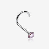Prong Set Gem Top Steel Nose Screw Ring