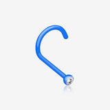 Bio Flexible Press Fit Gem Nose Screw Ring-Blue/Clear