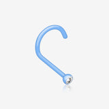 Bio Flexible Press Fit Gem Nose Screw Ring-Light Blue/Clear