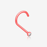 Bio Flexible Press Fit Gem Nose Screw Ring-Red/Clear