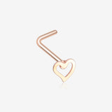 Rose Gold Dainty Heart Icon L-Shaped Nose Ring