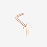 Rose Gold Dainty Cross Icon L-Shaped Nose Ring-Rose Gold