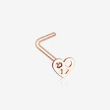 Rose Gold Dainty Pretzel Heart Icon L-Shaped Nose Ring