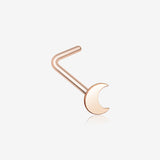 Rose Gold Dainty Crescent Moon Icon L-Shaped Nose Ring