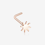 Rose Gold Dainty Blazing Sun Icon L-Shaped Nose Ring