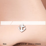 Detail View 2 of Dainty Anchor Icon L-Shaped Nose Ring-Steel