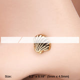 Detail View 2 of Golden Ariel's Shell Icon L-Shaped Nose Ring-Gold