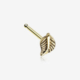 Golden Vintage Leaf Icon Nose Stud Ring-Gold
