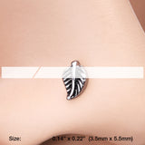 Detail View 2 of Vintage Leaf Icon Nose Stud Ring-Steel