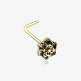 Golden Camellia Flower Filigree Icon L-Shaped Nose Ring
