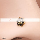Detail View 2 of Golden Camellia Flower Filigree Icon Nose Stud Ring-Gold
